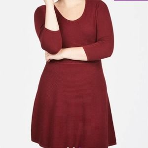 JustFab Textured Fit And Flare Sweater Dress